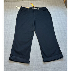 Code‎ Bleu Soleil Black Wide Leg Cropped Pants 12 NWT Stretch Casual Travel